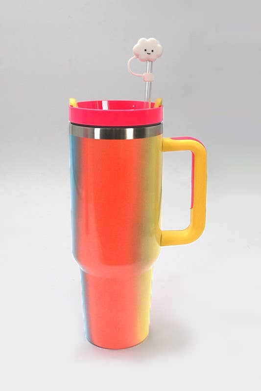 40oz CLOUD FLOWER RAINBOW TUMBLER STRAW COVER CAP
